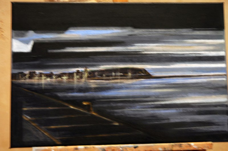 Un quadro dell'esposizione dell'artista Raptis, nella Moschea della Fortezza.