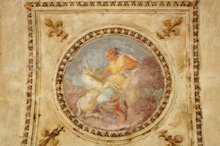 Affresco nella volta della loggia di Paolo III Farnese. Foto di Silvana Matozza e Guido Bonacci