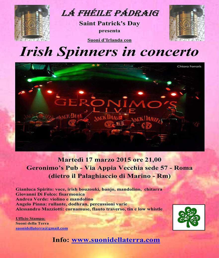 SUONI D'IRLANDA CON IRISH SPINNERS IN CONCERTO al Geronimo's pub ( locandina)